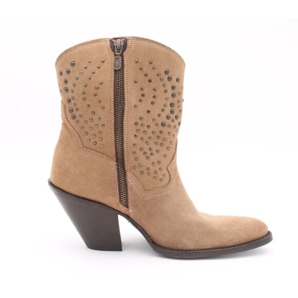 Dan Post Women's Stud Boots In Suede Leather Taupe/Tan SZ 9 New - Picture 5 of 9